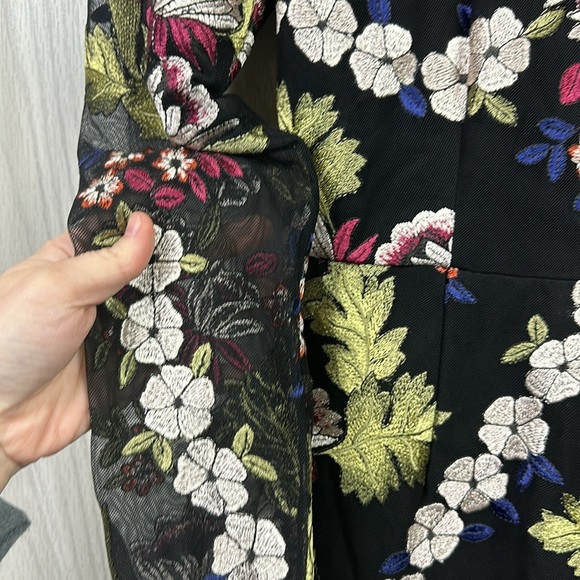 Hutch Floral Embroidered Mini Dress - Black and Green - Picture 6 of 7